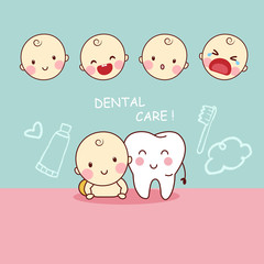 cute cartoon tooth with baby