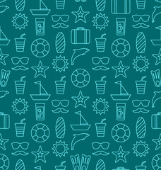 Seamless Texture with Hand Drawn Vocation Objects and Icons