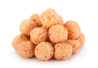 Corn balls snack on white