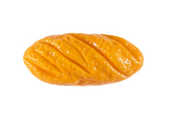 Children's long loaf of white bread, toy plastic, isolated on white