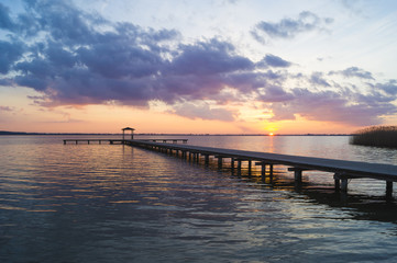 Fototapeta premium wooden pier by the sea 
