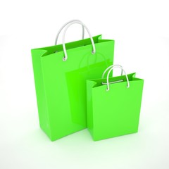 Paper Shopping Bags isolated on white background. 3d rendering.