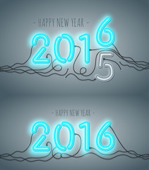 Happy New Year 2016 with Reallistic Neon Light