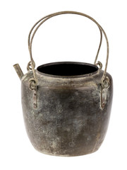 Old steel pot isolated