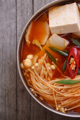 Korean tofu soup with kimchi
