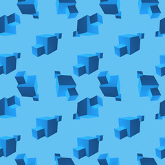 Fototapeta na wymiar Abstract seamless pattern with overlapping blue cubes