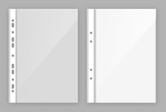 File. plastic, stationery bag to store and protect paper documents with perforations on one side for connection.