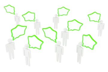 people with talk bubbles isolated over a white background. 3d rendering.