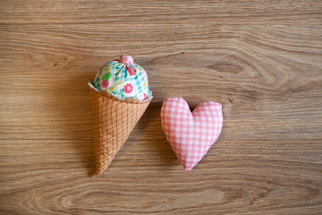 textile heart and ice cream