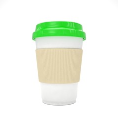 Coffee to go on white. 3d rendering.