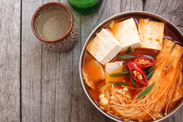 Korean tofu soup with kimchi