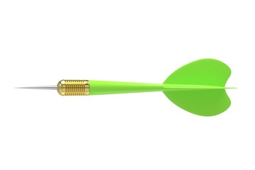 green dart isolated on white. 3d rendering.