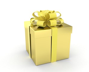 gift box with bows isolated on white. 3d rendering.