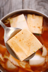 Korean tofu soup with kimchi