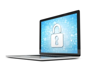 3d rendering of a laptop with security concept