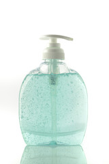 Hand Washing Liquid Soap in Turquoise Color /High resolution image of hand washing liquid soap shot in studio on white background