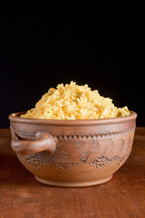 Boiled rice with green peas