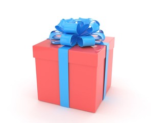 gift box with bows isolated on white. 3d rendering.