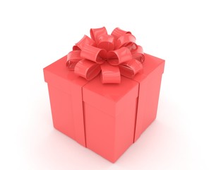gift box with bows isolated on white. 3d rendering.