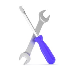 3D Illustration Wrench and screwdriver, service concept