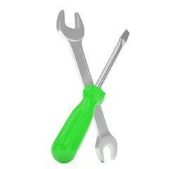 3D Illustration Wrench and screwdriver, service concept