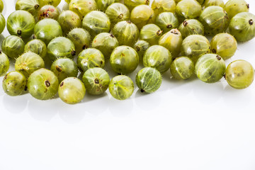 Gooseberries fruits on white background.