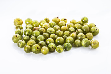 Gooseberries fruits on white background.