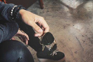 Woman with sun glasses