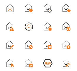 Mail and envelope icons set