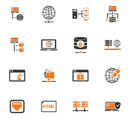 Internet, server, network icons set
