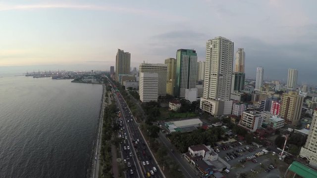 Aerial view of Roxas Bouleverd and Manila Bay