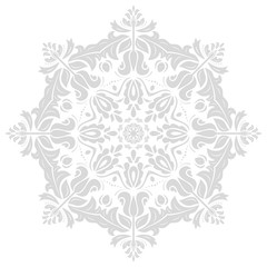 Oriental light silver pattern with arabesques and floral elements. Traditional classic ornament
