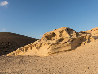 Fossilized sand in the Canary dessert on Fuerteventura.