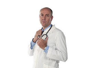 portrait view of a doctor with stethoscope.