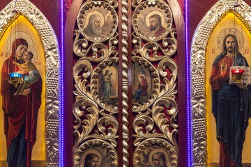Iconostasis in  orthodox  church in Laszki Murowane, Ukraine