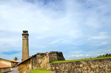 Deken met patroon Vestingwerk klok op de toren, fort Galle, Sri Lanka
