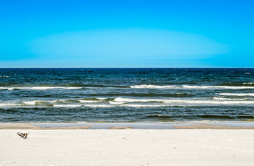 Fototapeta na wymiar Landscape with sea view, sandy beach 