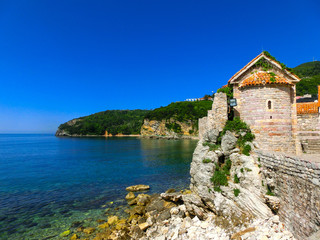 Naklejka premium Ancient fortress standing near Adriatic sea. Budva. Montenegro. 