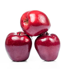 fresh red apples  isolated on white.  Red apple on white backgro