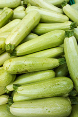 Zucchini at the market.  Fresh green zucchini