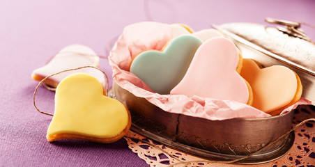 Speciality iced fondant heart shaped cookies