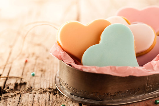 Festive Heart Shaped Fondant Cookies