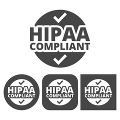 HIPAA badge, Health Insurance Portability and Accountability Act - vector icons set