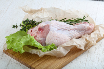 Raw turkey leg