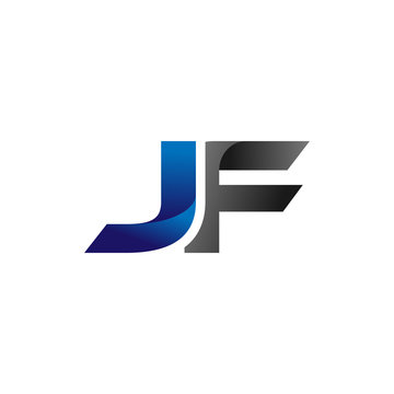 Modern Simple Initial Logo Vector Blue Grey Letters jf