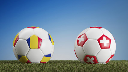 Obraz premium Fußballspiel Rumänien gegen Schweiz