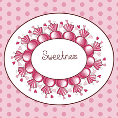 Pink template with sweets. Vector illustration.
