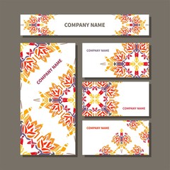 Business cards design with colorful decorative ornament.