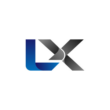 Modern Simple Initial Logo Vector Blue Grey Letters lx