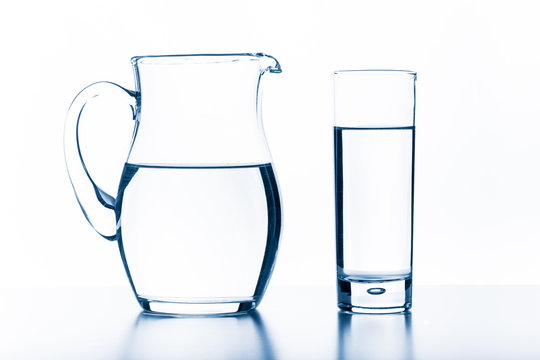 jug and glass on a white background.